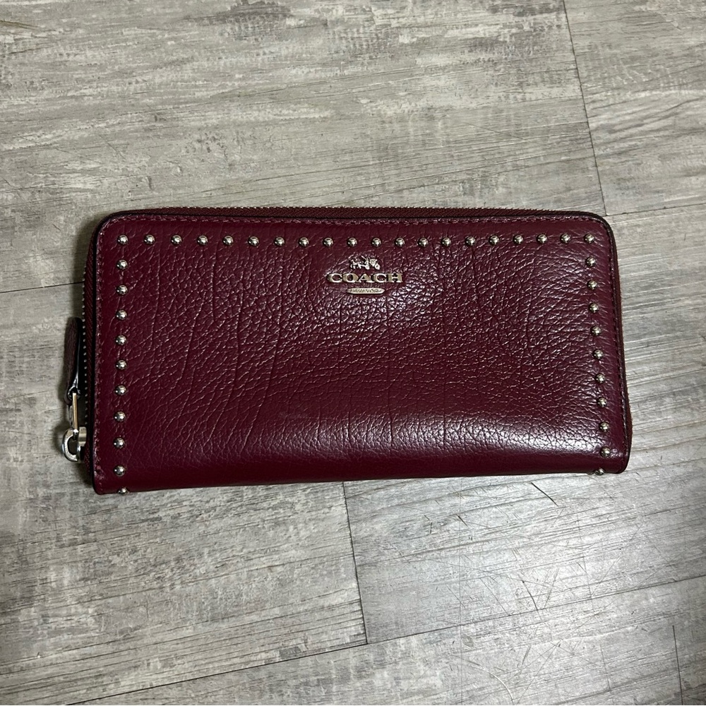 Coach Burgundy Studded Wallet